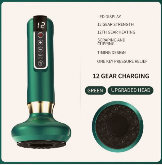 Electric Vacuum Cupping Massager For Body Massage Body Cups Green 12speed charging USB