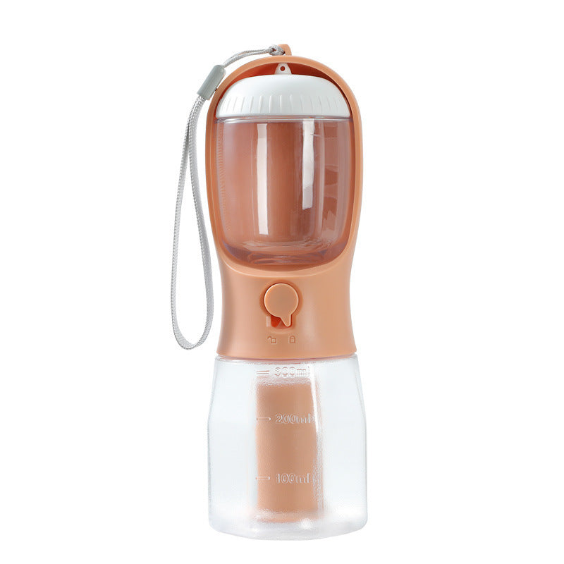 Dog Water Cup Drinking Food Garbage Bag Three-in-one Portable Pet Cups 300ml Garbage Bag Orange Pink