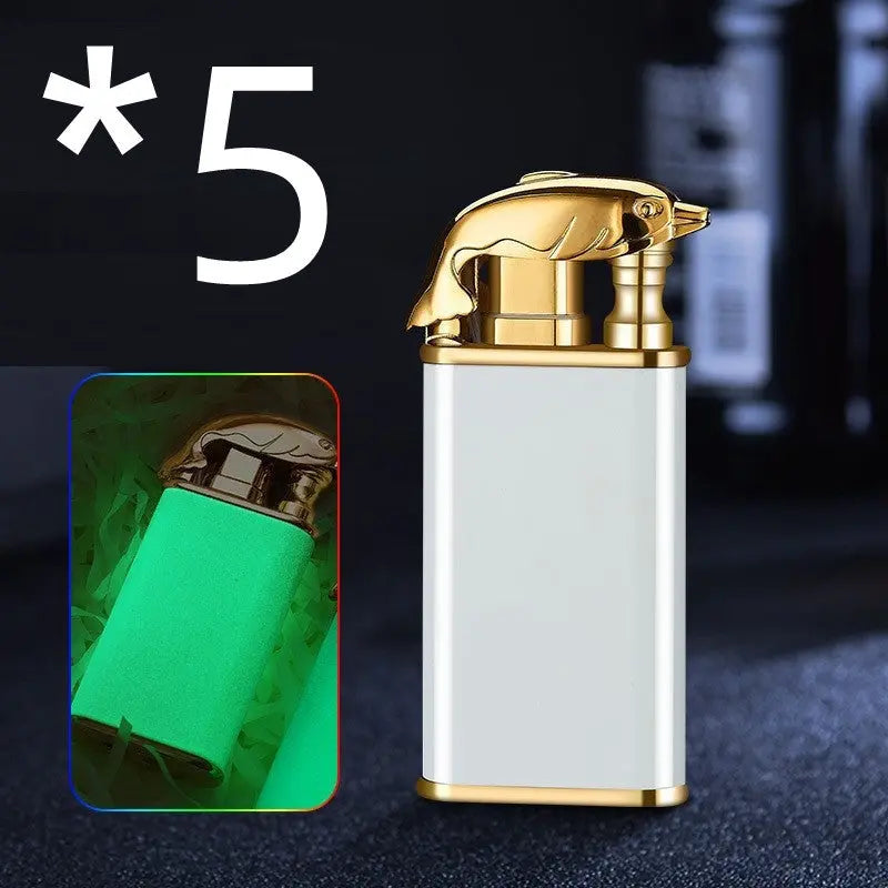 Creative Blue Flame Lighter Dolphin Dragon Tiger White dolphin luminous 5PCS