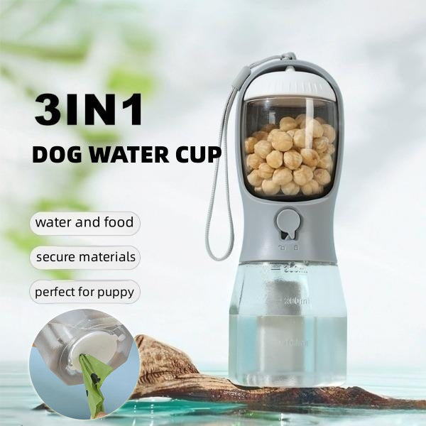 Dog Water Cup Drinking Food Garbage Bag Three-in-one Portable Pet Cups
