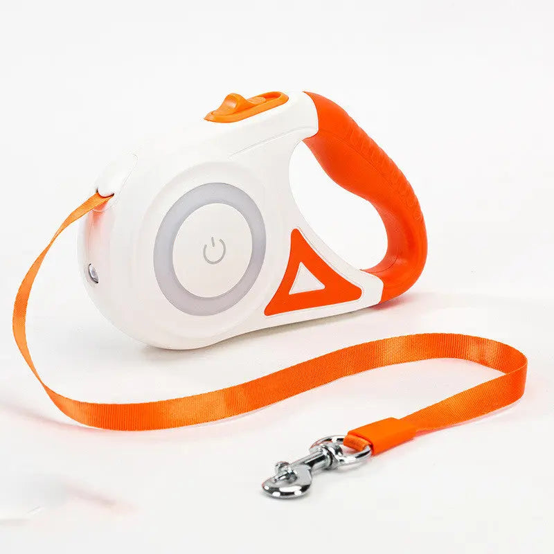Dog Leash Retractable Leash And Dog Collar Spotlight Automatic Pet Dog Cat Orange 5M Single traction rope