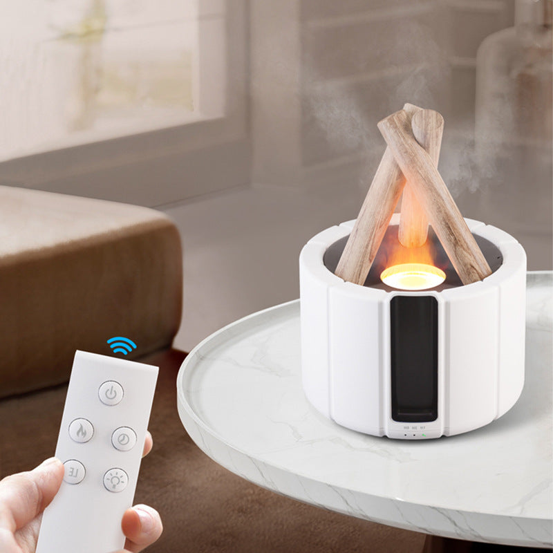 Simulated Flame Aromatherapy Machine Home Office Desktop Humidifier H9 White