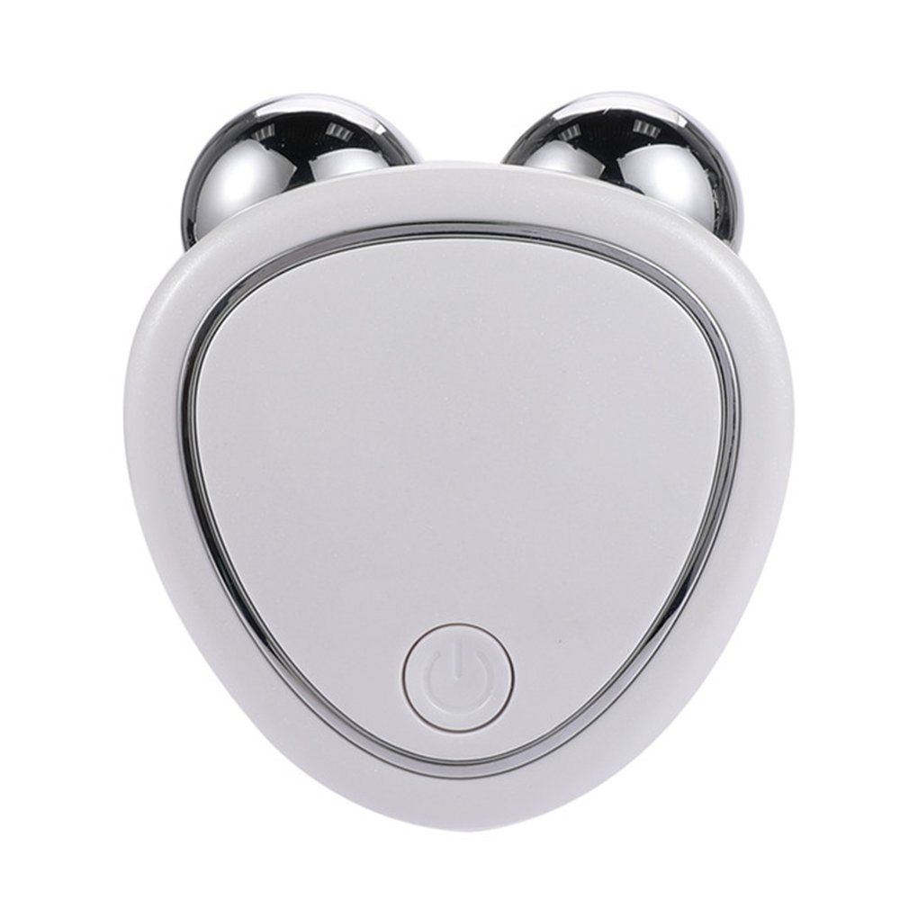 Portable Facial Micro-current Beauty Instrument Double Roller Massager White USB Default