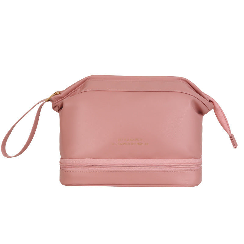 Travel Cosmetic Bag Large Capacity Women Bag Double layer pink
