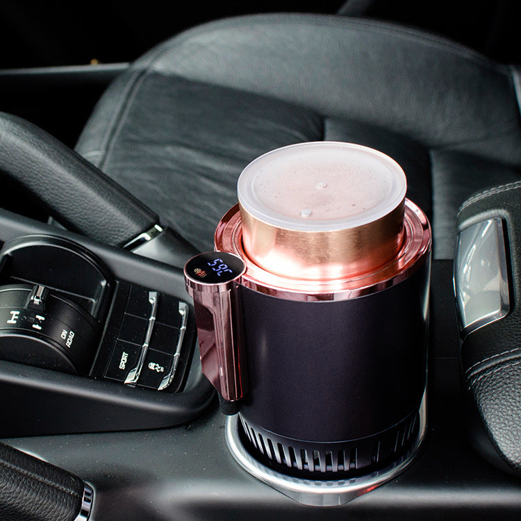 2 In 1 Car Heating Cooling Smart Car Cup Holder Digital Temperature Display Drink Cup Warmer Cooler Mini Car Refrigerator