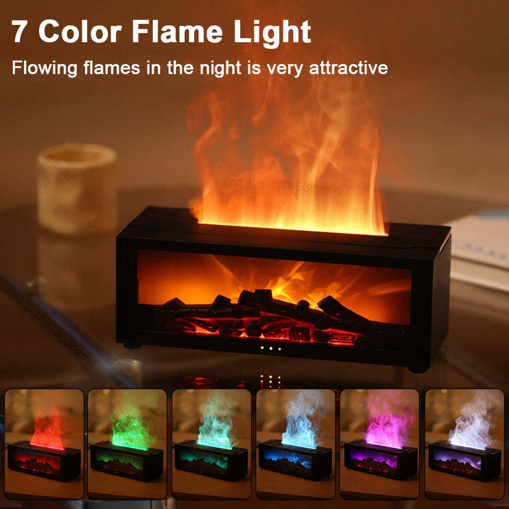 New Flame Aromatherapy Machine Colorful Essential Oil Humidifier 3D Flame Fireplace Machine