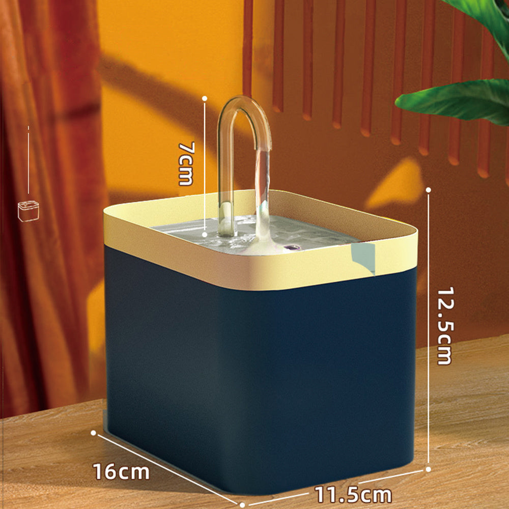 Automatic Cat Water Fountain Auto Filter USB Electricl 1.5LWater Dispenser Navy blue