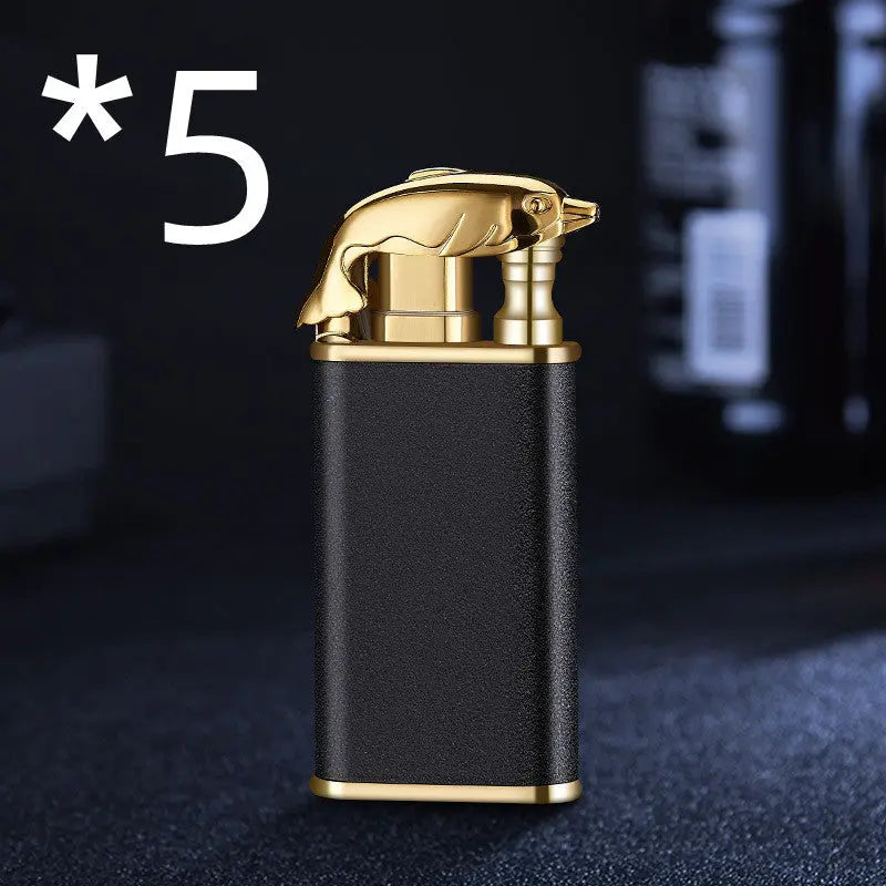 Creative Blue Flame Lighter Dolphin Dragon Tiger Black Scrub Dolphin bk872 5PCS