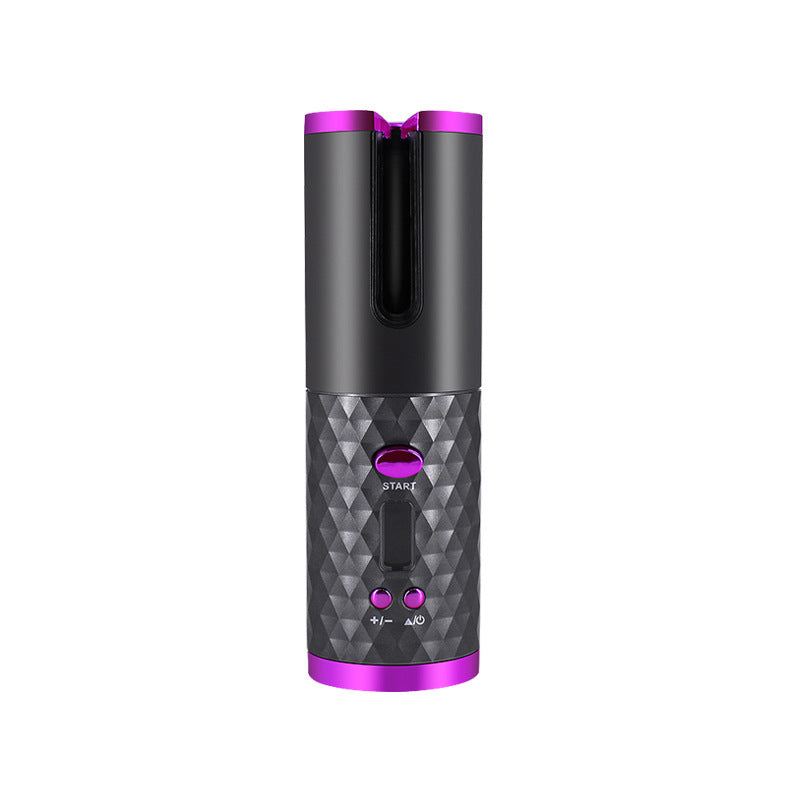 Rechargeable Automatic Hair Curler Women Portable Hair Curling Iron LCD Display Black USB