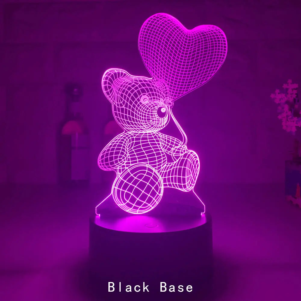 3D Lamp Acrylic USB LED Night Lights Neon Sign Lamp Black