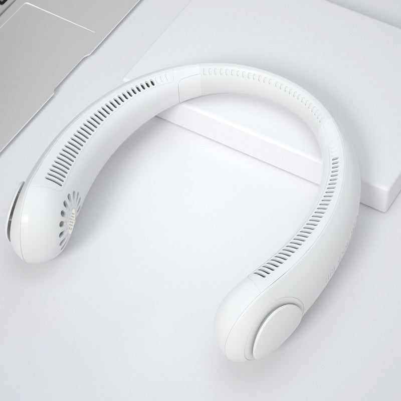 Leafless Hanging Neck Fan Usb Charging Lazy Silent Fan White