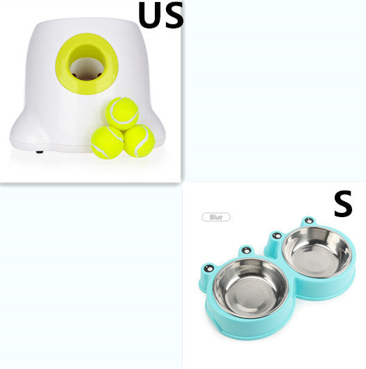 Dog Pet Automatic Interactive Ball Launcher Machine US With Blue bowel