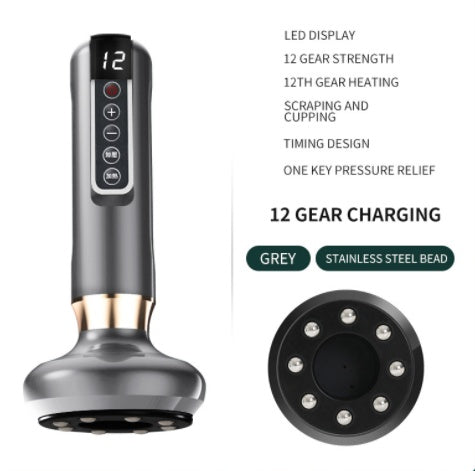 Electric Vacuum Cupping Massager For Body Massage Body Cups Grey 12speed charging A15 USB