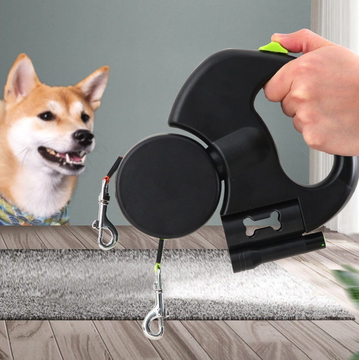 Retractable Dual Leash For Dogs Dog Walking Leash With Lights