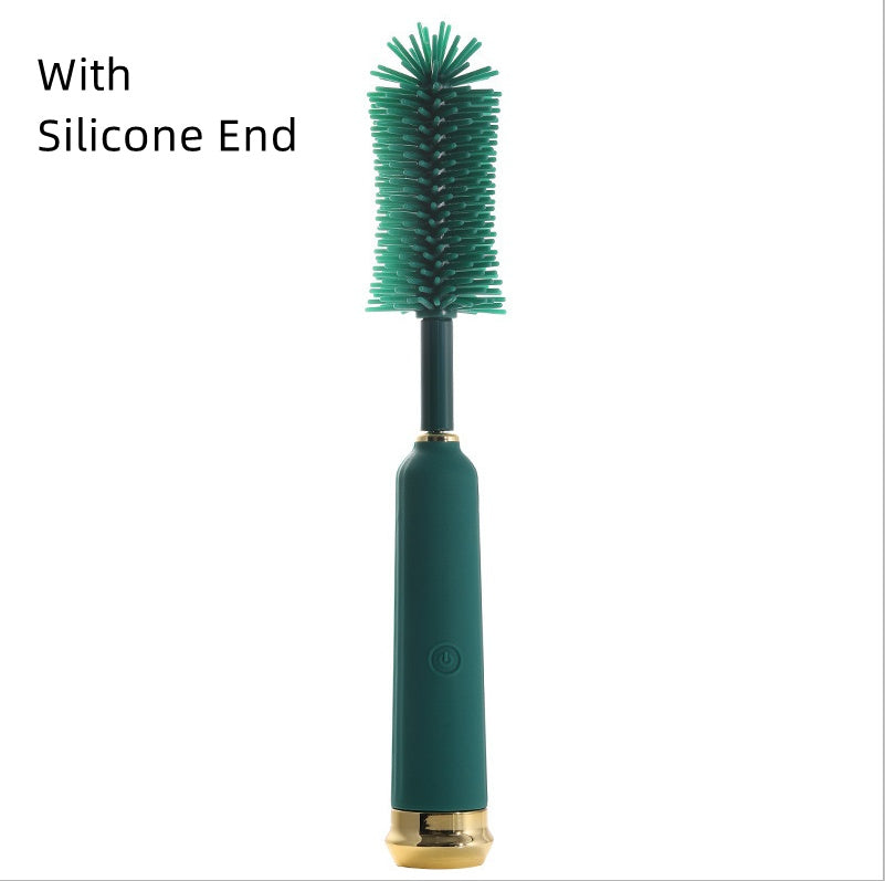 Electric Baby Bottle Brush Cleaning Tool Combination Suit Straw Silicone Pacifier Green With Silicone End