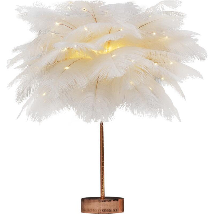 Feather Lamp Nordic Desk Lamp Bedroom Bedside Feather Table Lamp Flash battery