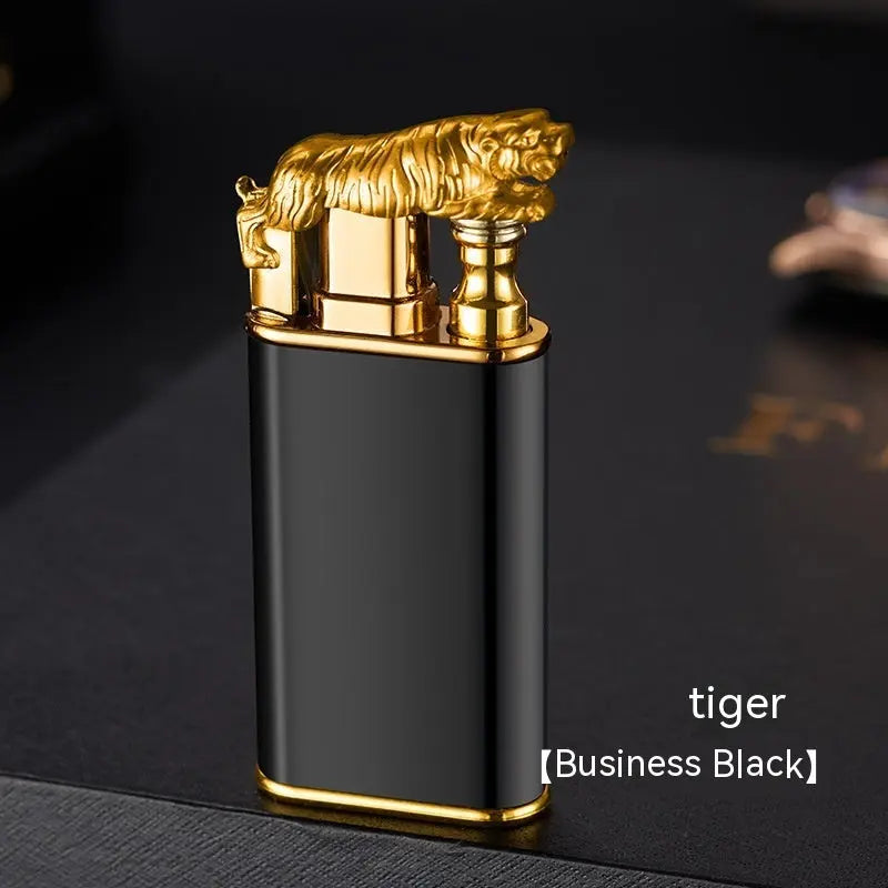 Creative Blue Flame Lighter Dolphin Dragon Tiger All Tiger Black 1PCS
