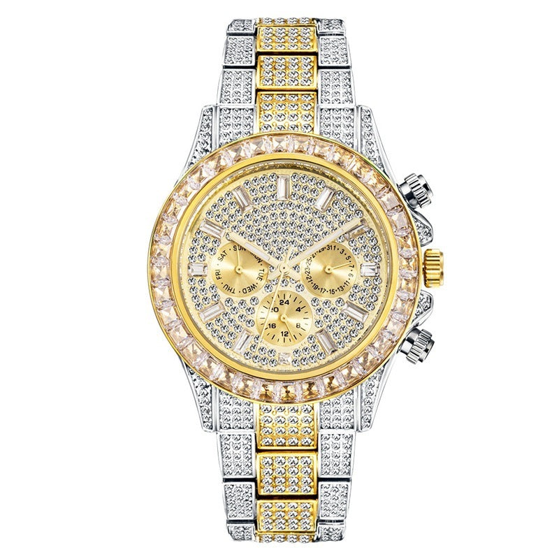 Women's Watch Disc Quartz Movement Simple Casual Business Steel Band Between gold and white