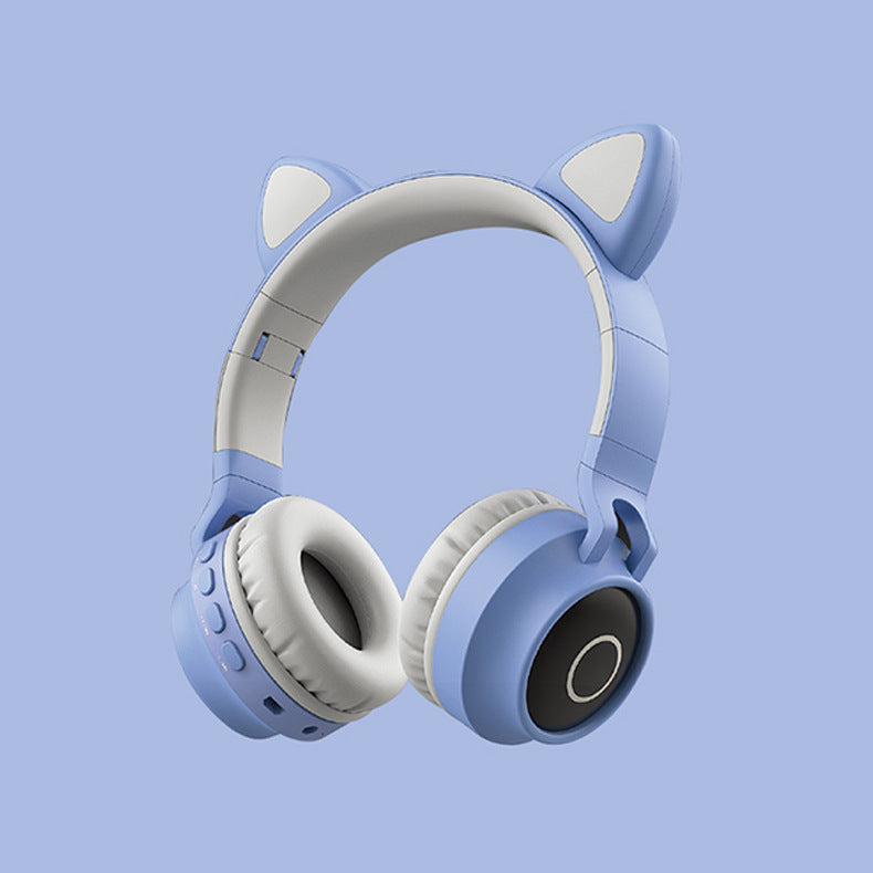LED Light Cat Ear Headphones Wireless Bluetooth 5.0 Headset Portable With Microphone Best Gift Grey blue