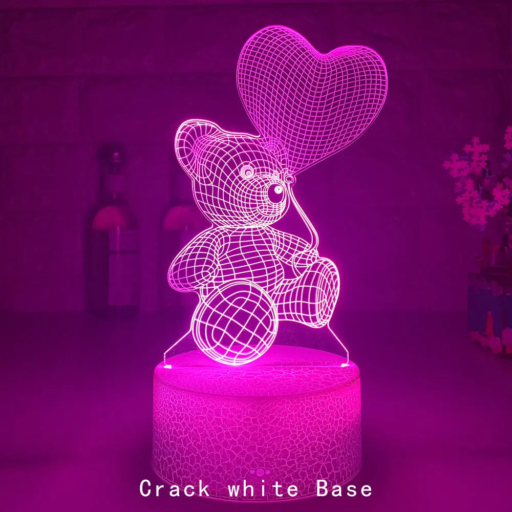 3D Lamp Acrylic USB LED Night Lights Neon Sign Lamp Crack