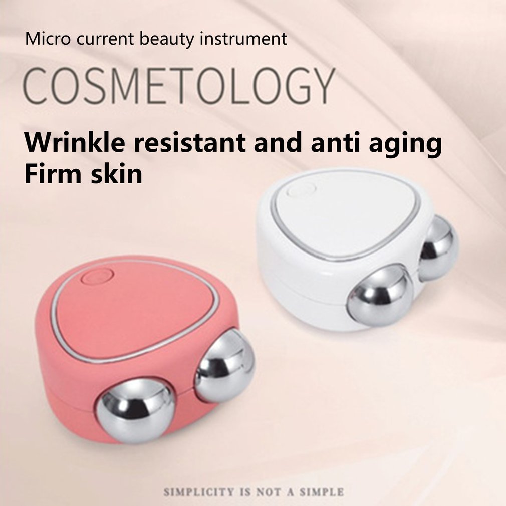 Portable Facial Micro-current Beauty Instrument Double Roller Massager
