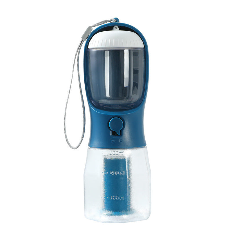 Dog Water Cup Drinking Food Garbage Bag Three-in-one Portable Pet Cups 300ml Garbage Bag Ink Blue
