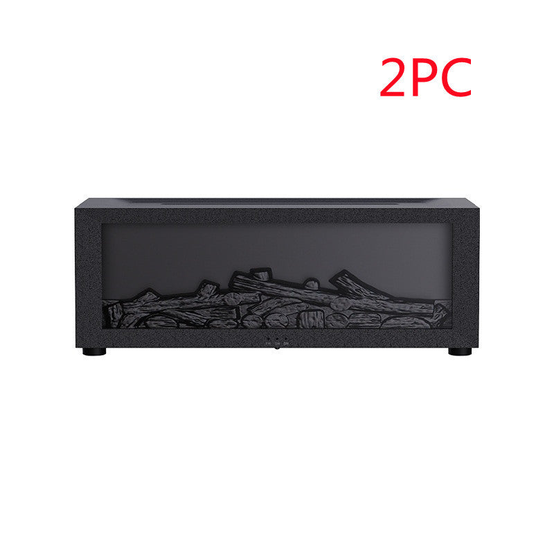 New Flame Aromatherapy Machine Colorful Essential Oil Humidifier 3D Flame Fireplace Machine Black Gift Remote Control 2PCS