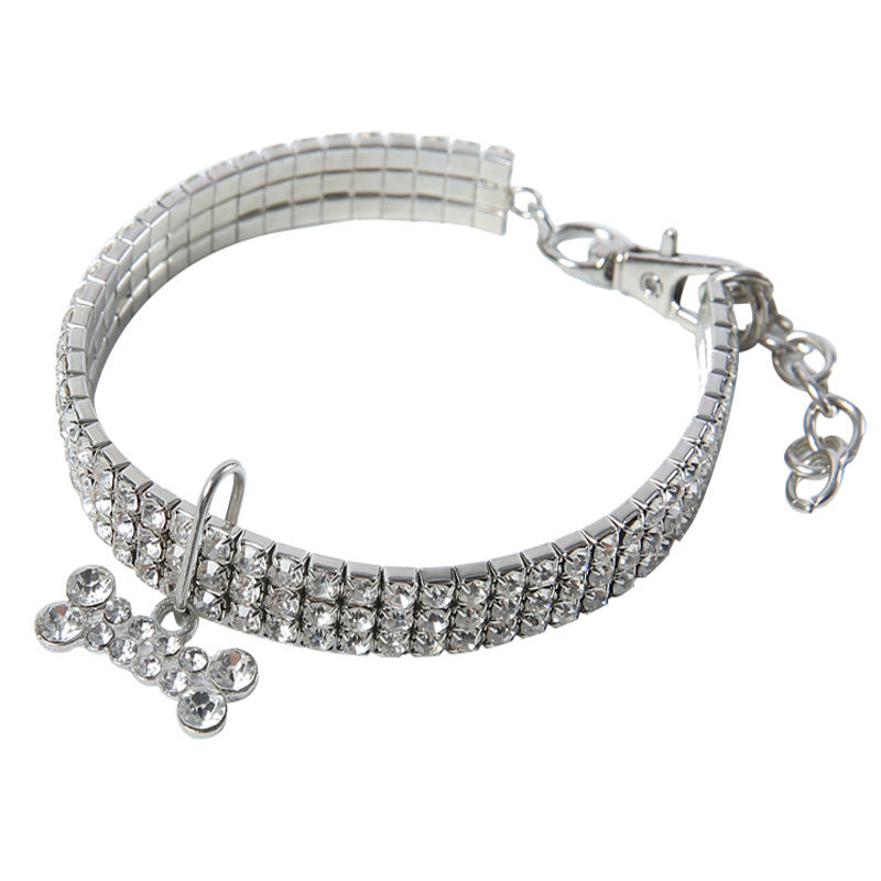 Bling Rhinestone Dog Collar Crystal Puppy White
