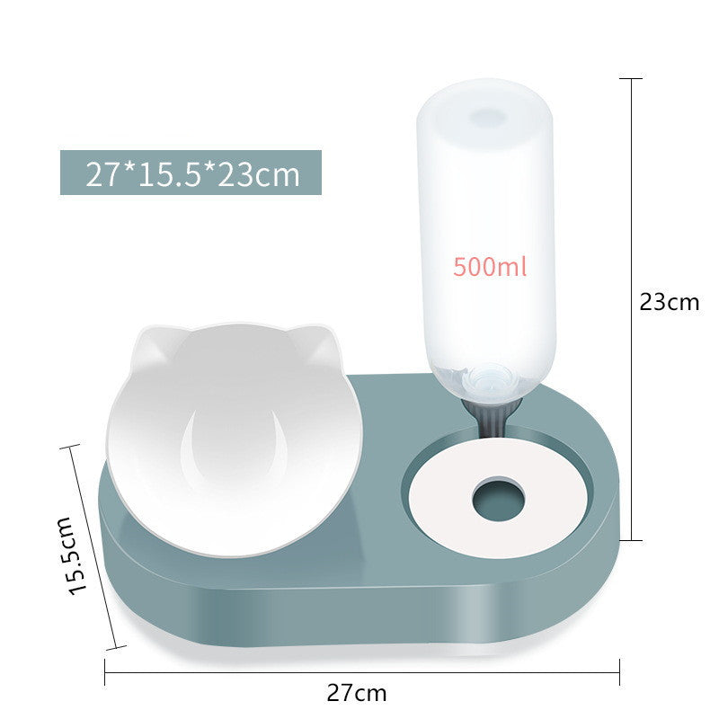 Two-in-One Pet Bowl Water Dispenser Automatic Water Pet Dog Cat Food Bowl Green