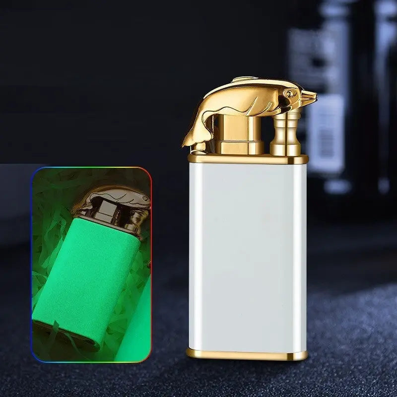 Creative Blue Flame Lighter Dolphin Dragon Tiger White dolphin luminous 1PCS