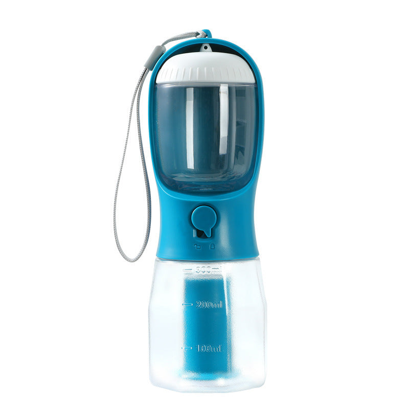 Dog Water Cup Drinking Food Garbage Bag Three-in-one Portable Pet Cups 300ml Garbage Bag Indigo
