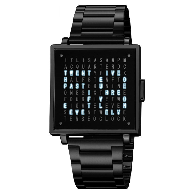 Fashion Military Wristwatch For Men Women Waterproof Clock LED Light Outdoor Digital Sport Electronic Watches Black Steel Belt
