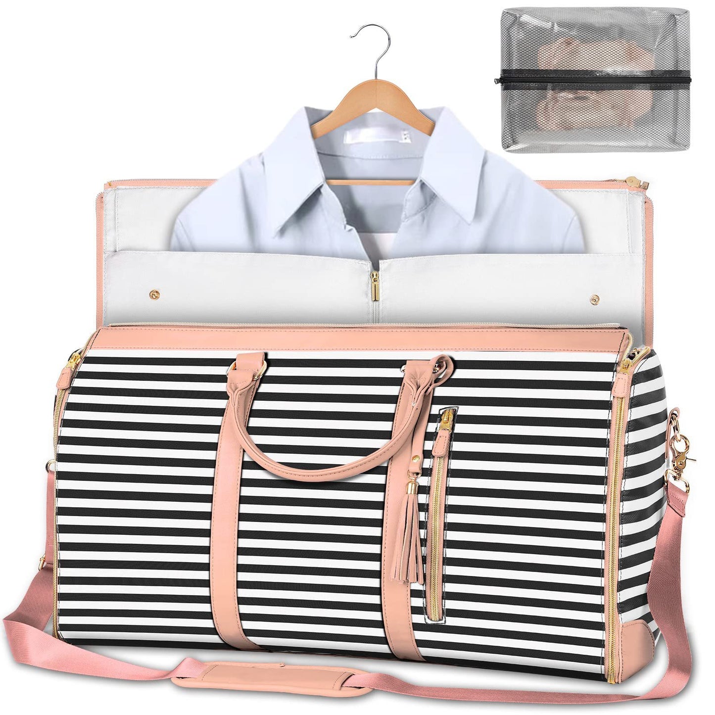 Large Capacity Travel Duffle Bag Model B In Black Stripes