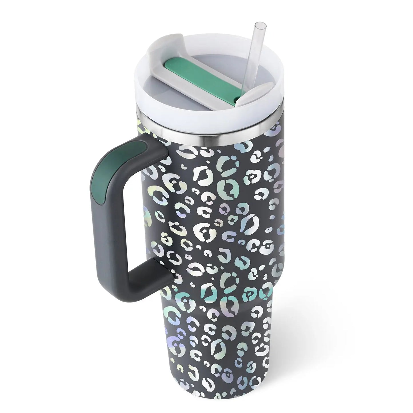 40 Oz Tumbler With Handle Straw Insulated Style1 charcoal 1200ML 1PC