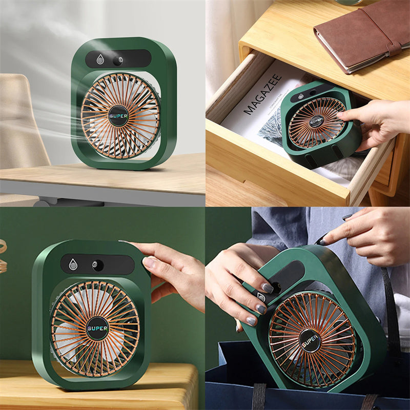 Air Conditioning Fan Desk Misting Fan Air Cooler Cooling USB Rechargeable Humidifier Portable Spray Fan