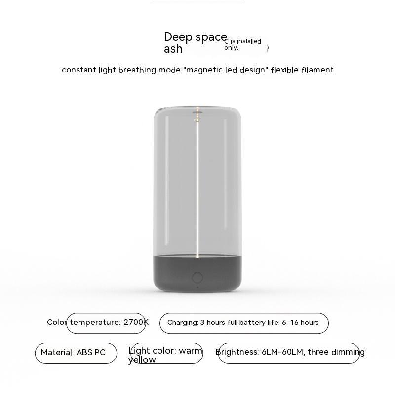 New LED Camping Light Type-c Rechargeable Portable Night Light With High Transparency Dark Grey USB