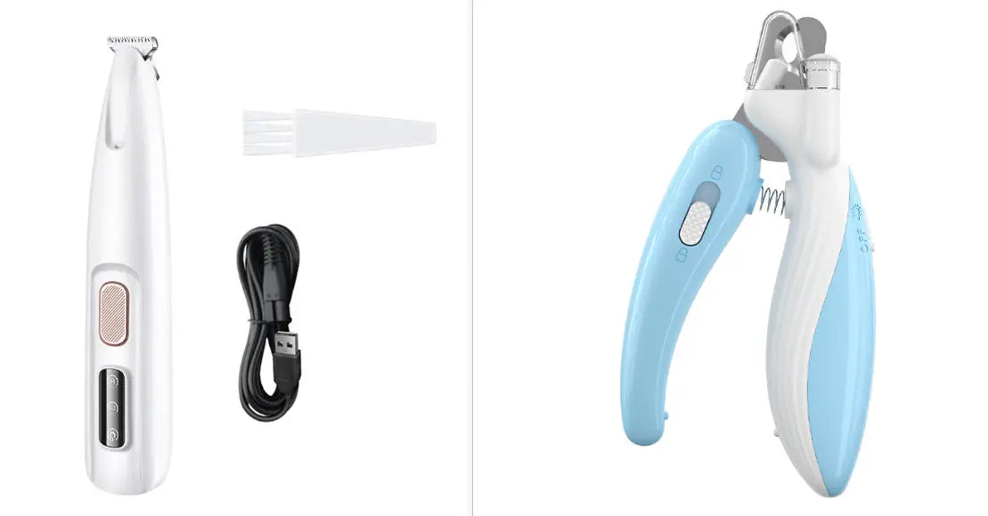 Pets Dog Paw Trimmer With LED Light Fully Waterproof Pet Hair Trimmer Set with nail clipper