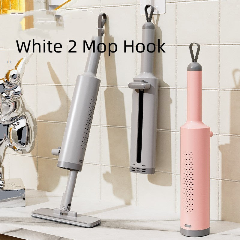 Rotatable Self-Squeeze Mini Mop With Crevice Brush Hand Wash-Free Flat Squeeze Mop For Floor Cleaning White 2 Mop Hook
