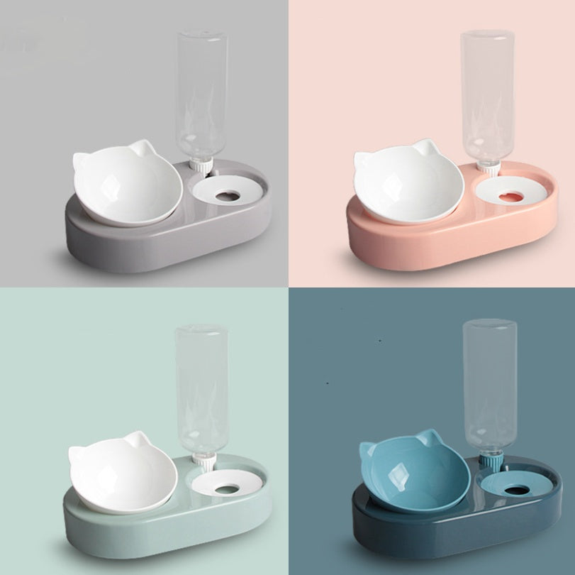 Two-in-One Pet Bowl Water Dispenser Automatic Water Pet Dog Cat Food Bowl