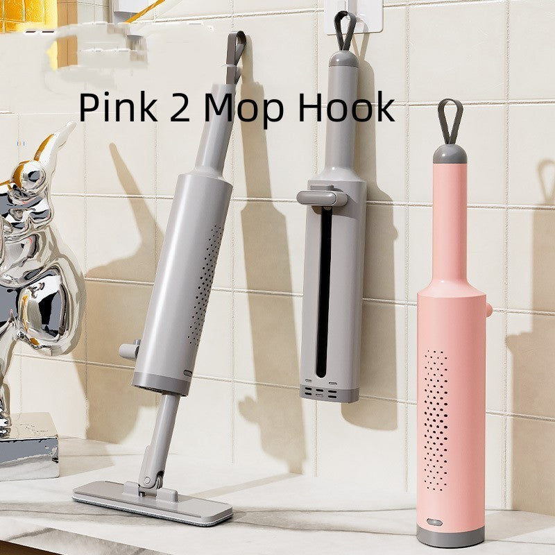 Rotatable Self-Squeeze Mini Mop With Crevice Brush Hand Wash-Free Flat Squeeze Mop For Floor Cleaning Pink 2 Mop Hook