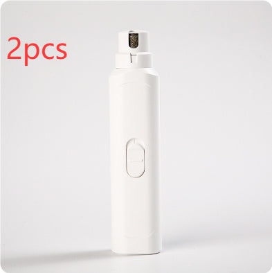 Pet Nail Grinder Dog Cat Battery Model Nail Trimmer Large And Small Dogs Elegant White T10 Nail Piercing Device 2PCS