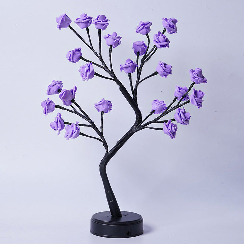 Table Lamp Flower Tree Rose Lamps Purple Rose Usb Plug In