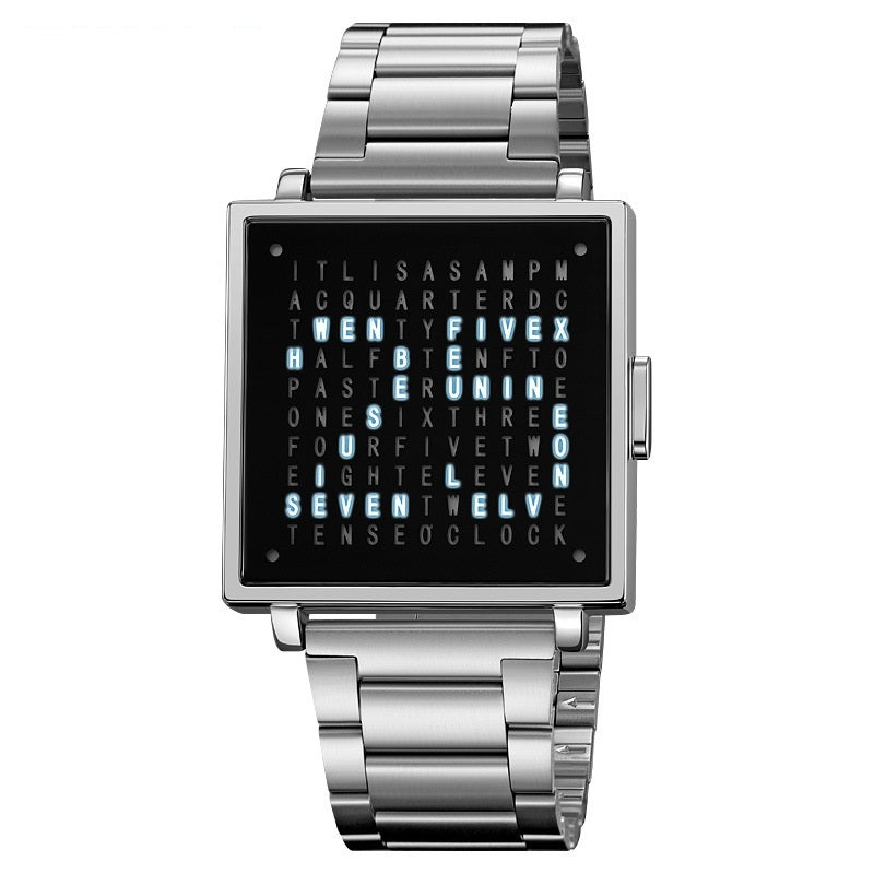 Fashion Military Wristwatch For Men Women Waterproof Clock LED Light Outdoor Digital Sport Electronic Watches Silver Steel Strip