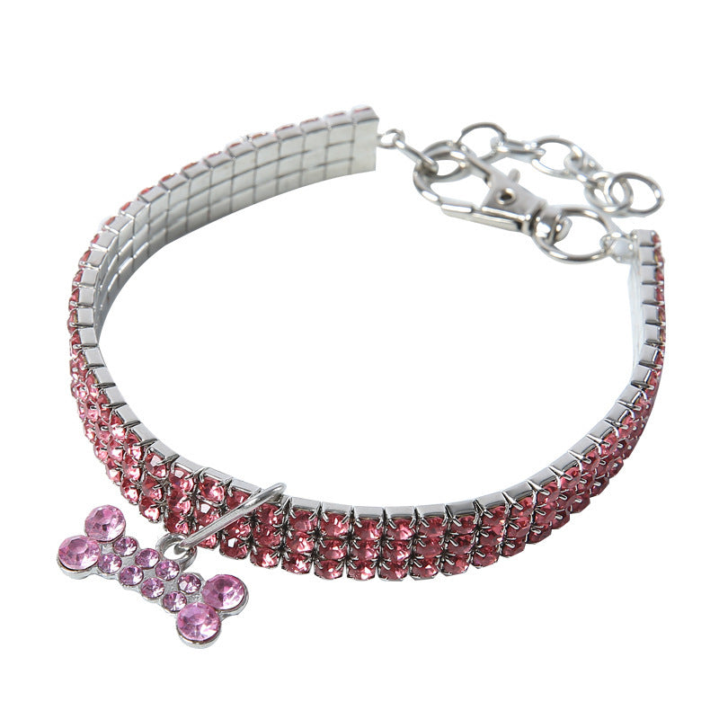Bling Rhinestone Dog Collar Crystal Puppy Pink