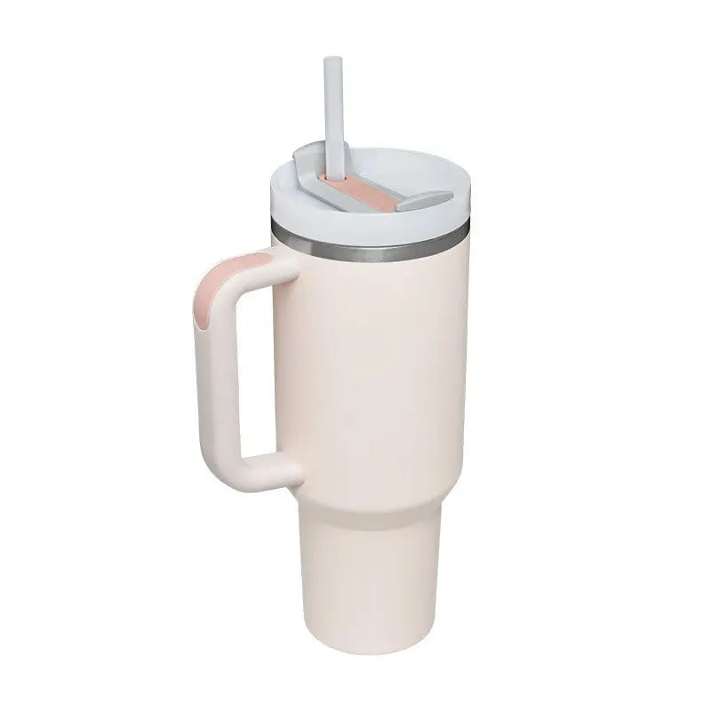 40 Oz Tumbler With Handle Straw Insulated Rose quartz 1200ML