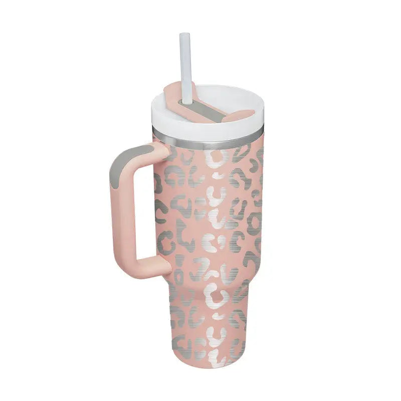 40 Oz Tumbler With Handle Straw Insulated Light Grey 1200ML 1PC