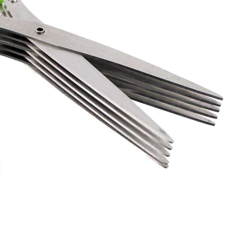 Multifunctional Multi-layer Green Onion Scissors Stainless Steel Onion Cutting Knife Kitchen Gadgets Green 5Layers