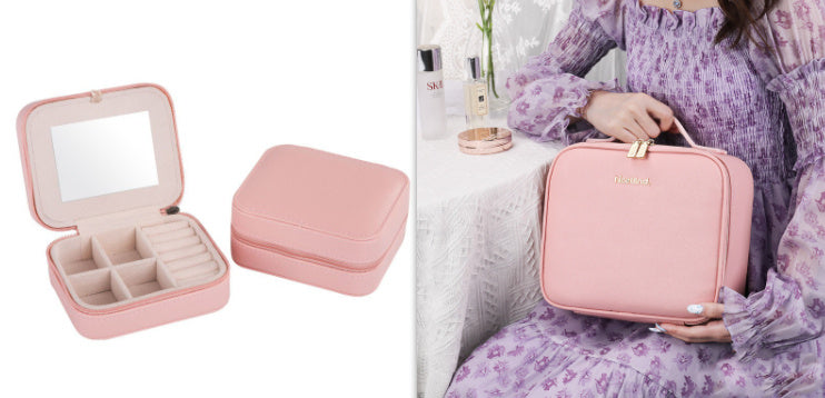 Smart LED Cosmetic Case With Mirror Cosmetic Bag Travel Makeup Bags Set1 12inches USB