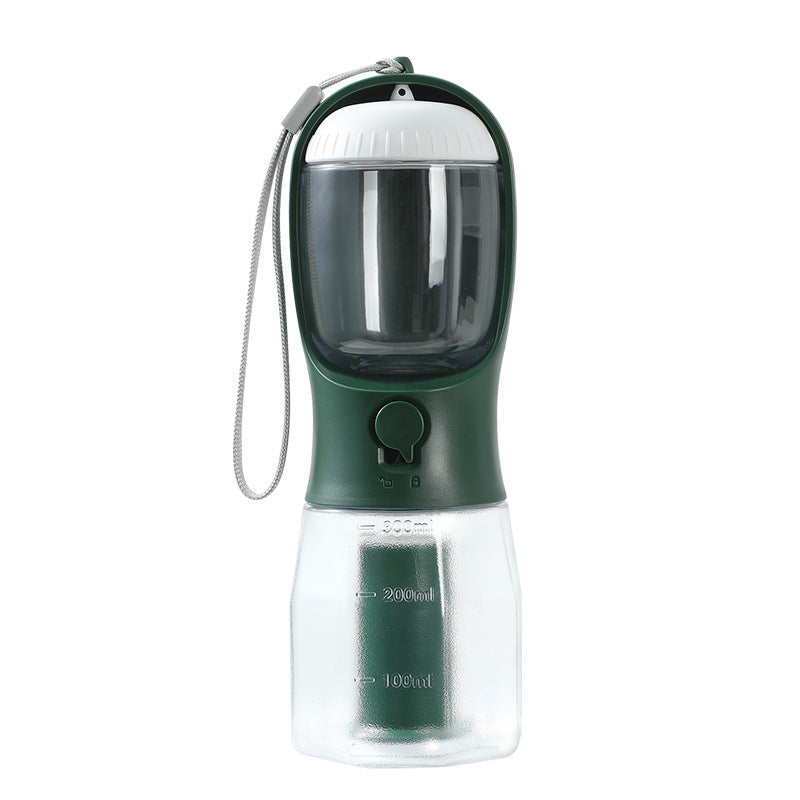 Dog Water Cup Drinking Food Garbage Bag Three-in-one Portable Pet Cups 300ml Garbage Bag Dark Green