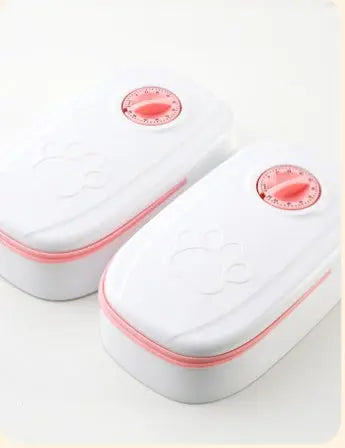 Automatic Pet Feeder Smart Food Dispenser For Cats Dogs Pink Double meal